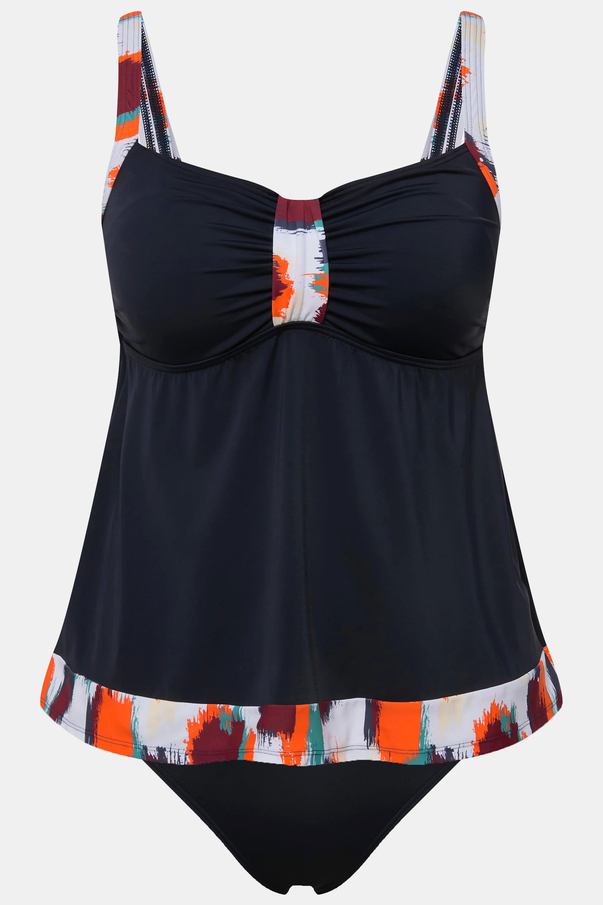 Ulla Popken  Tankini con fantasia, coppe morbide e spalline regolabili 