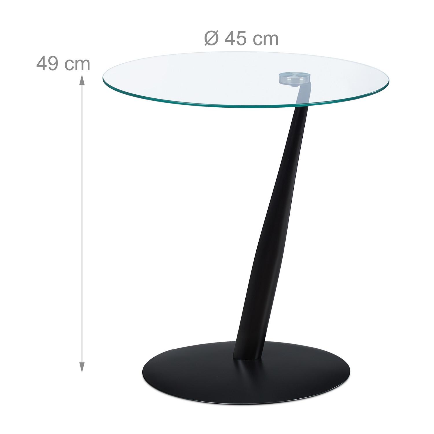 B2X Table d'appoint en verre noir  