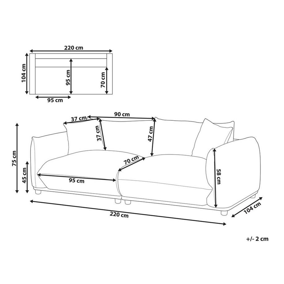Beliani Canapé 3 places en Tissu  LUVOS  