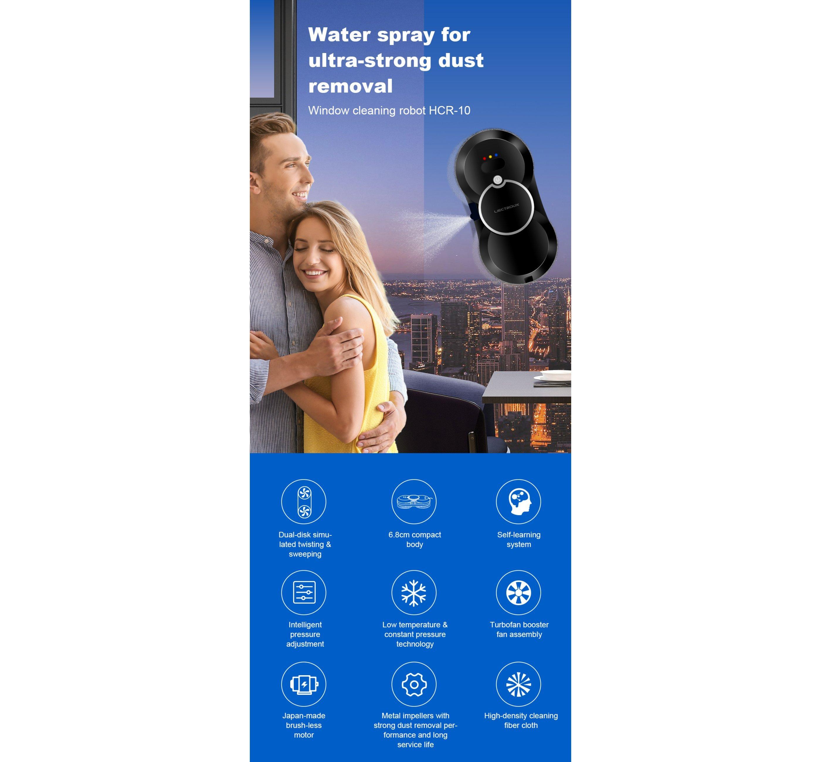 Blue Chilli Fensterreiniger HCR-10 mit Fernbedienung, 80 W, 5600 PA, Saugleistung, Grenzerkennung, Absturzsicherung  