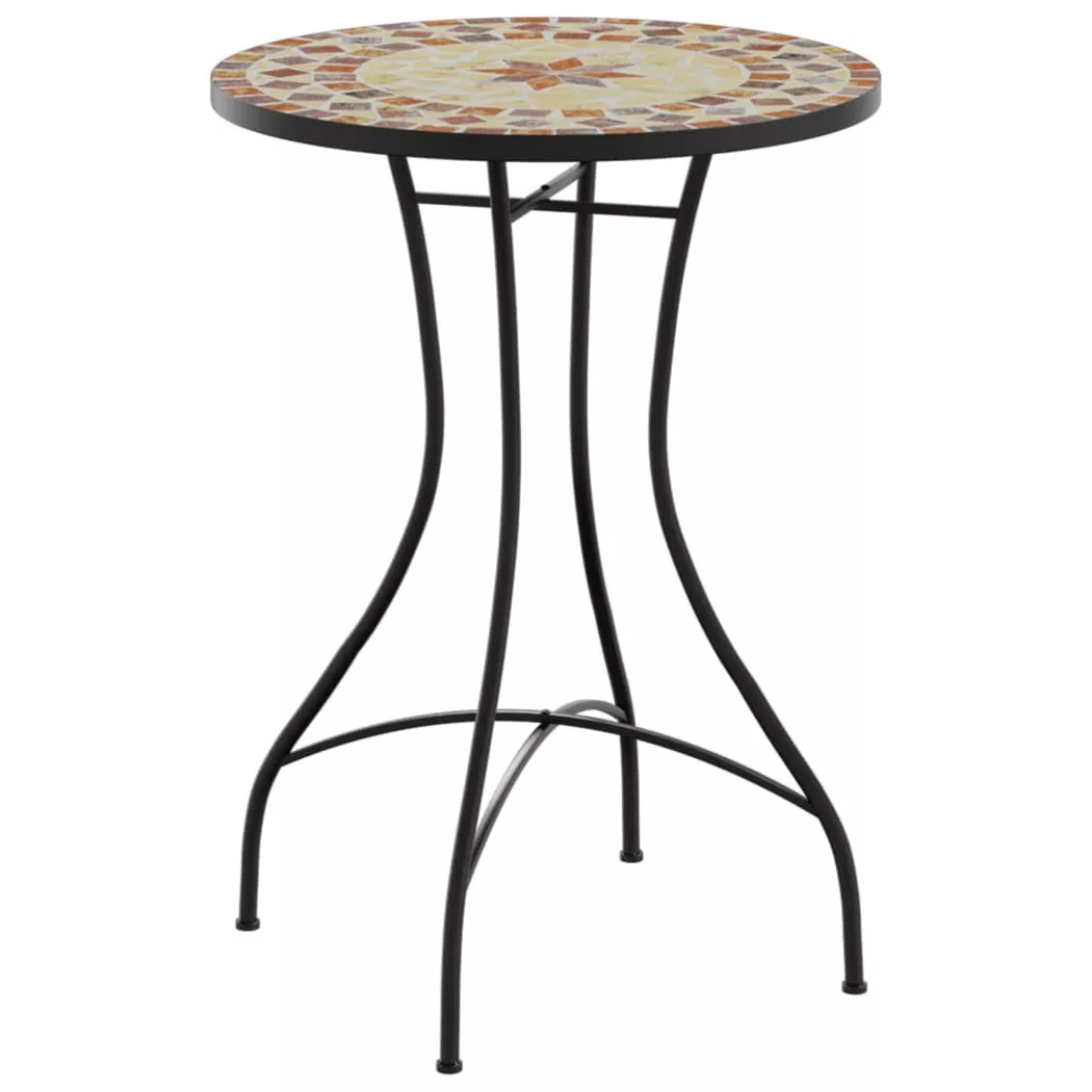 Vidaxl Tavolino Bistrot Con Mosaico Terracotta E Bianco Ceramica