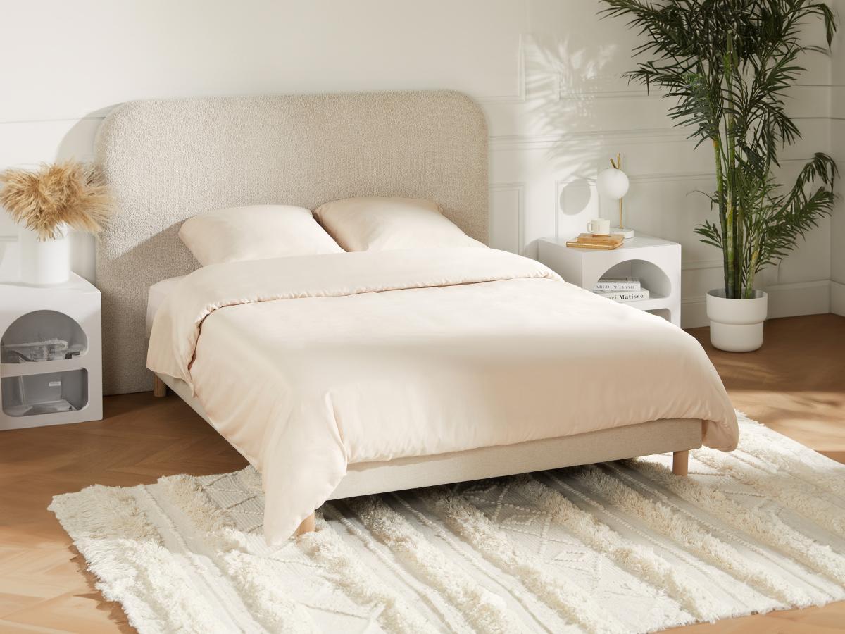 Vente-unique TALORA Completo Lenzuola Raso 240 x 260 cm Bianco  