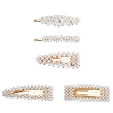 5x Haarspangen mit Perlen