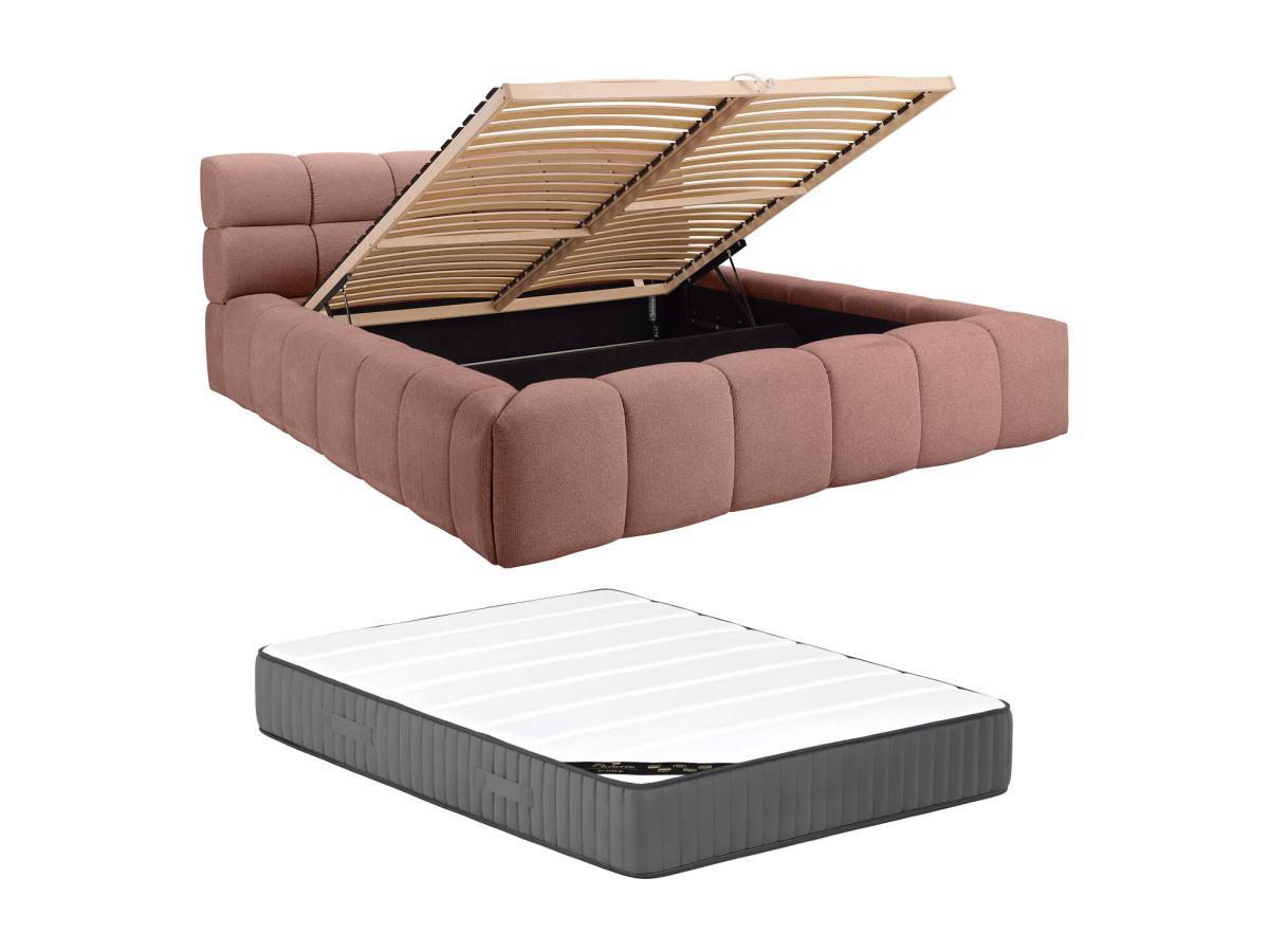 PASCAL MORABITO Lit coffre 180 x 200 cm - Tissu - Rose + Matelas - FORVIK de Pascal Morabito  