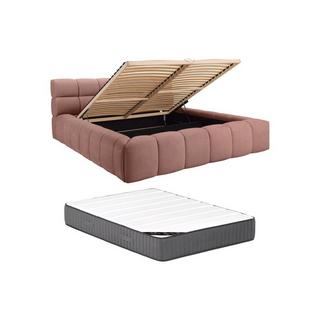 PASCAL MORABITO Lit coffre 180 x 200 cm - Tissu - Rose + Matelas - FORVIK de Pascal Morabito  