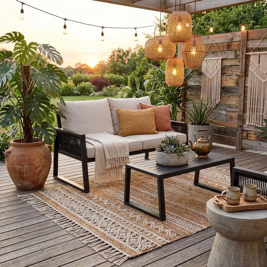 Tectake Aluminium Garten-Lounge Set Captive im Rope-Design 7 cm Sitzpolster, dicke Rückenkissen  
