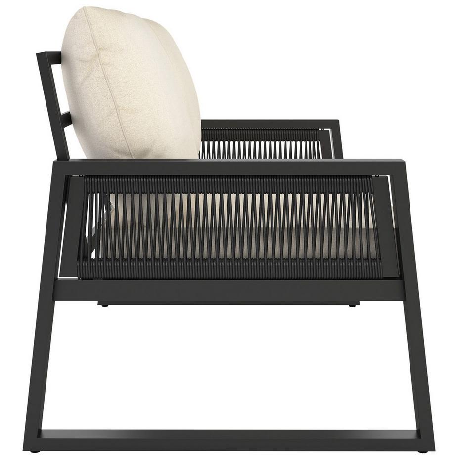 Tectake Aluminium Garten-Lounge Set Captive im Rope-Design 7 cm Sitzpolster, dicke Rückenkissen  