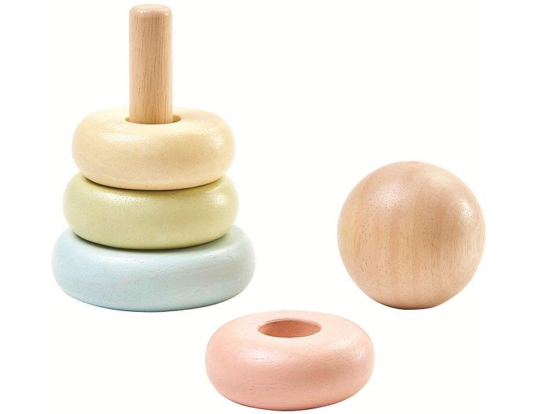 Plantoys  PlanToys Jouets en bois Mon premier anneau à empiler - Pastel 