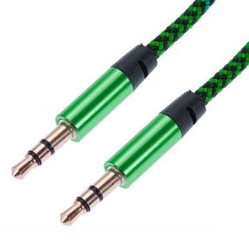 1 m gewebtes 3,5-mm-Aux-Kabel – Grün