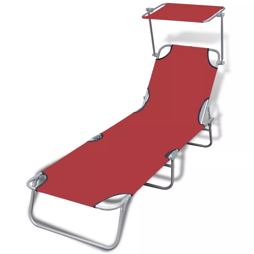 VidaXL - lettino prendisole Tessuto, One Size, Rosso Multicolore