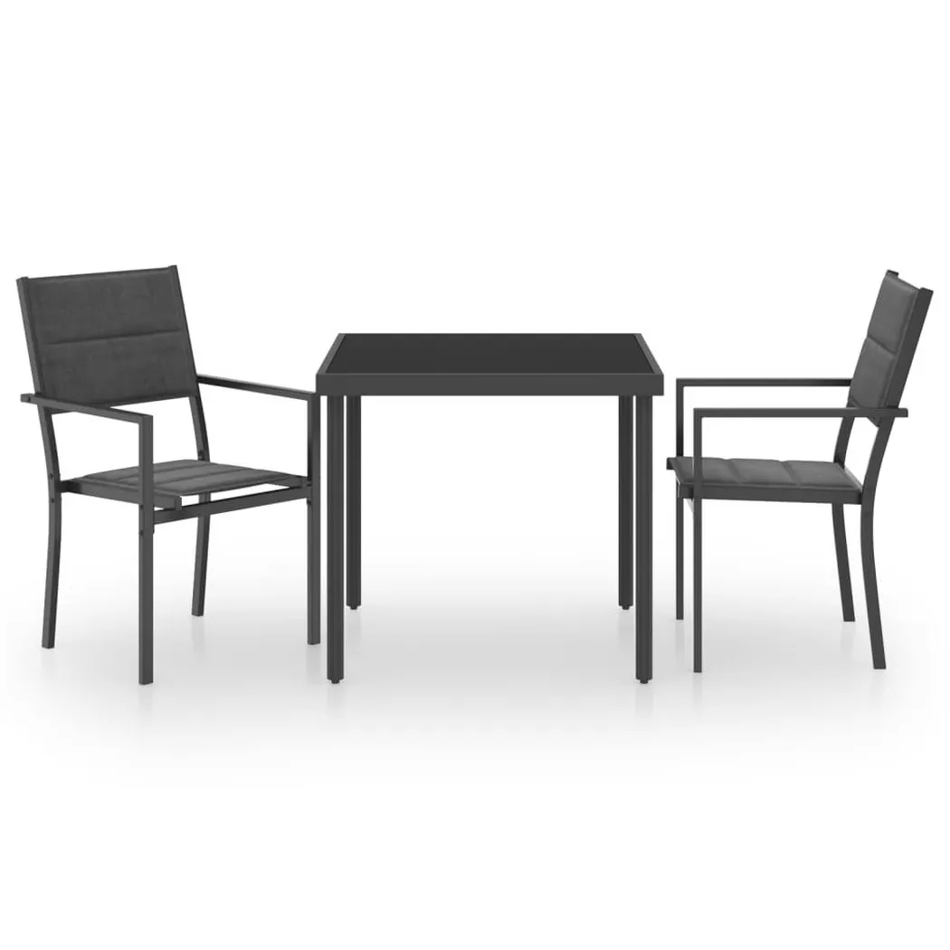 VidaXL - Gartenmöbel set stahl, One Size, Schwarz