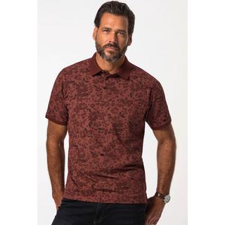 JP1880  Maglia polo di piqué dal look vintage con mezze maniche e stampa floreale, fino alla tg. 8XL 