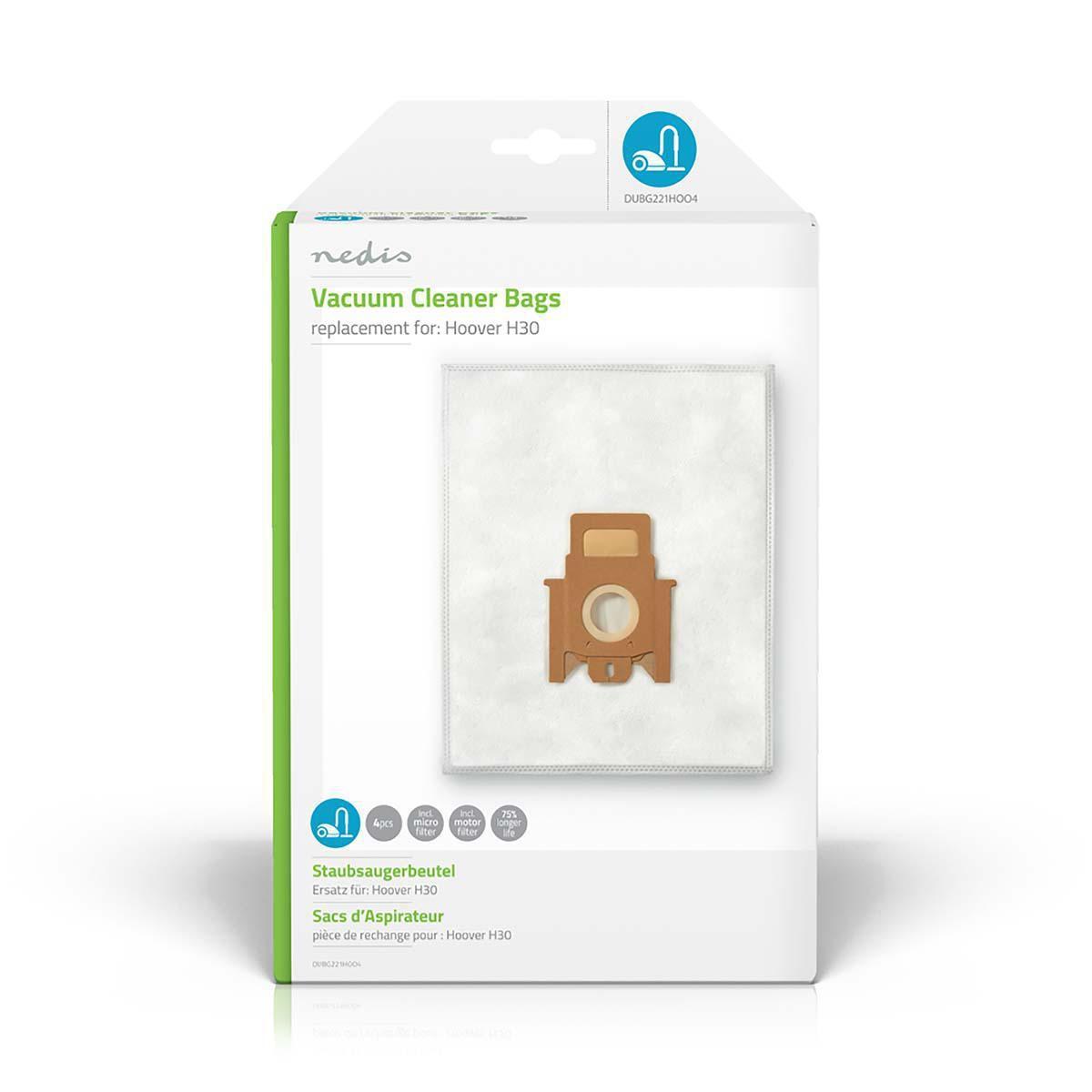 Nedis Sacchetto per aspirapolvere | 4 pz. | Sintetico | Più venduto per: Hoover H30 | Bianco  