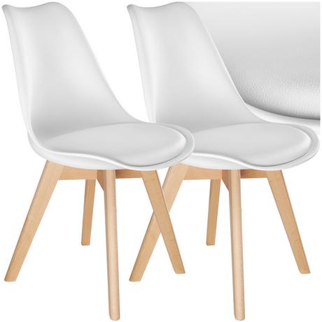 Tectake Set Esszimmerstuhl Frederikke Scandi-Design gepolsterte Sitzfläche, ergonomische Form  