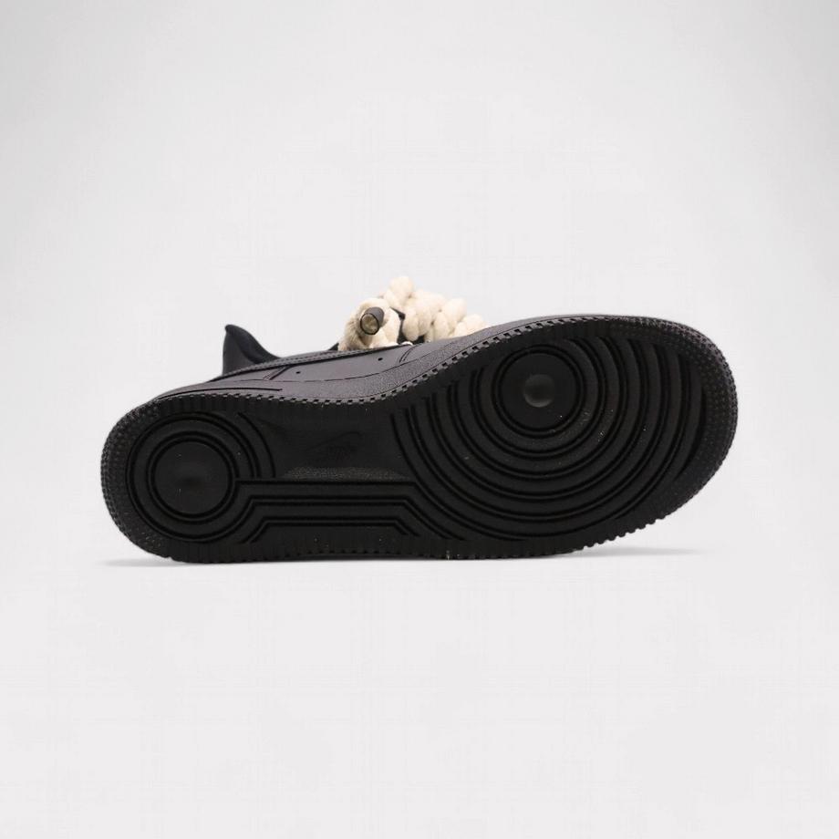 NIKE Air Force 1 Black Rope Lace Sneakers  