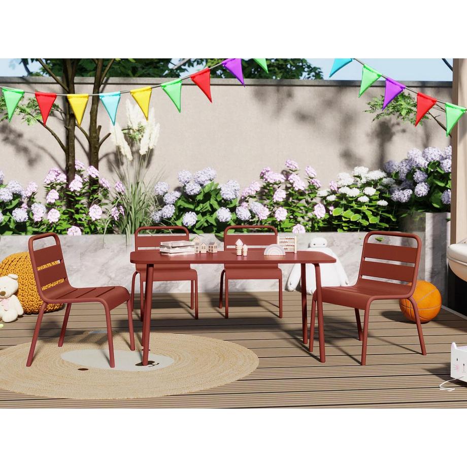 Vente-unique Lot de 2 chaises de jardin empilables pour enfants en métal - Terracotta - POPAYAN de MYLIA  