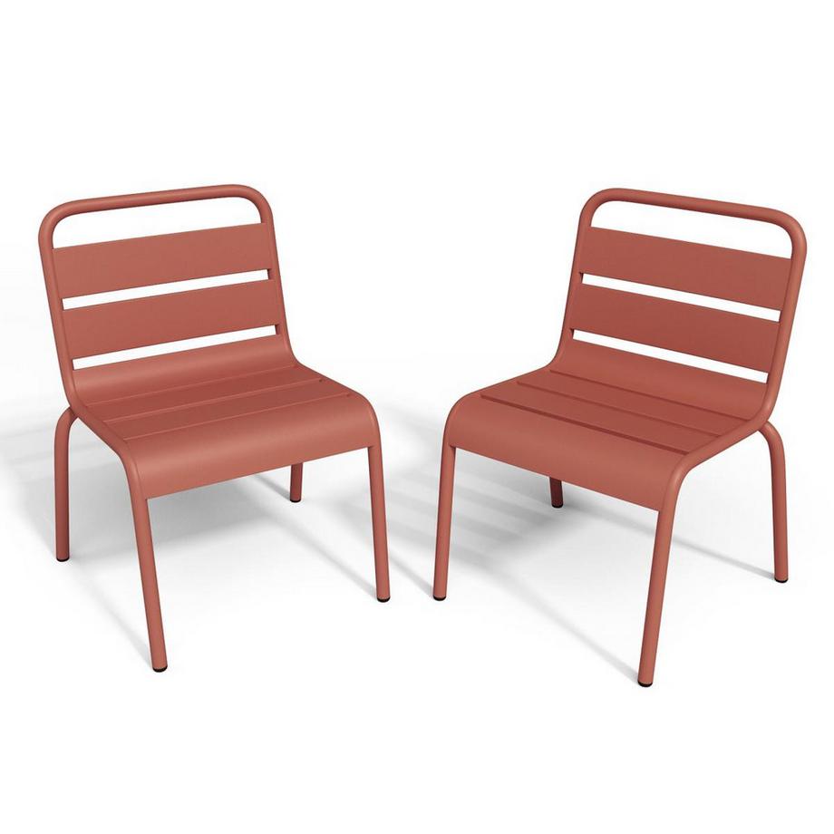 Lot de 2 chaises de jardin empilables pour enfants en métal - Terracotta - POPAYAN de MYLIA