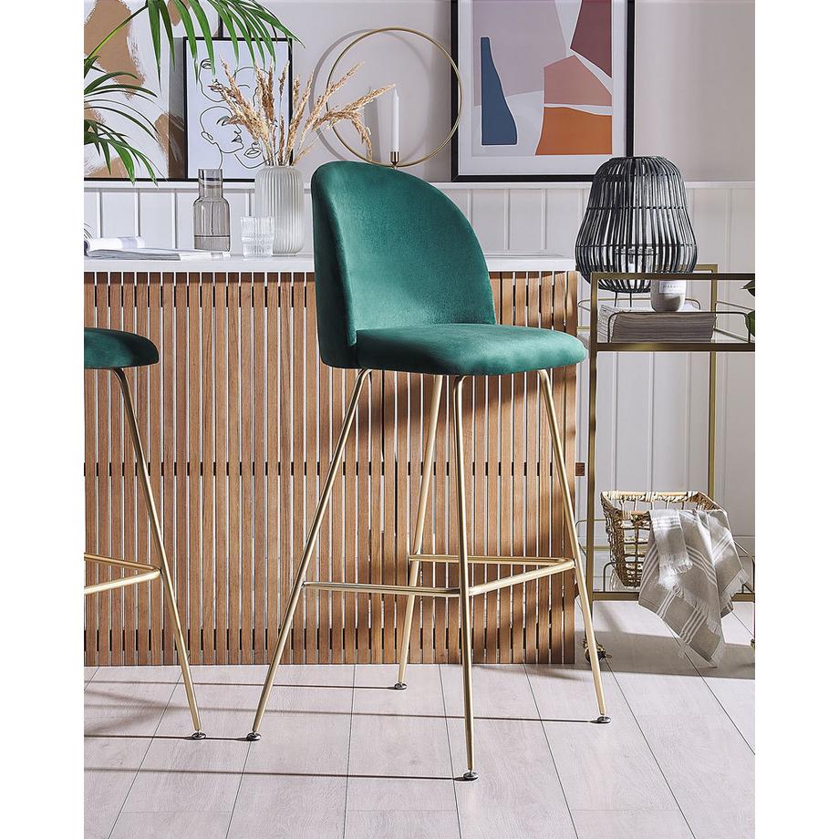 Beliani Lot de 2 chaises de bar en Velours Moderne ARCOLA  