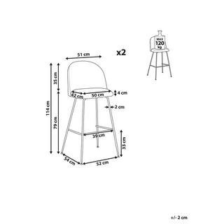 Beliani Set mit 2 Barstühlen aus Samtstoff Modern ARCOLA  