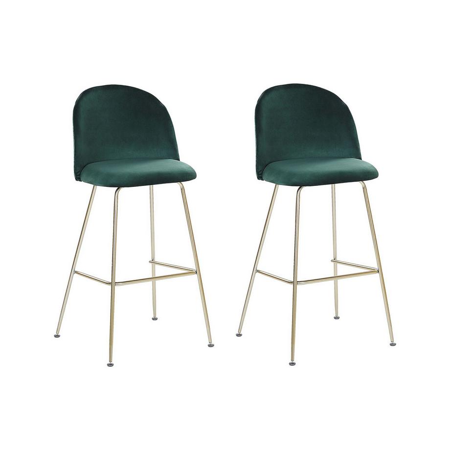 Beliani Lot de 2 chaises de bar en Velours Moderne ARCOLA  