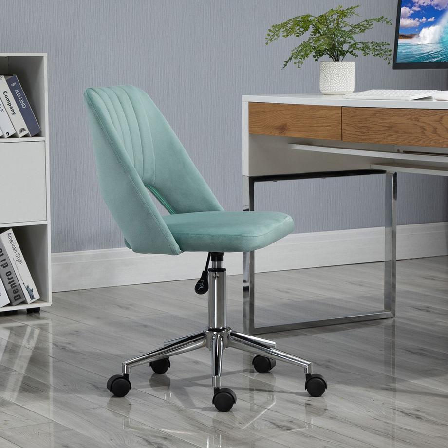 Northio Chaise de bureau, chaise de bureau à domicile réglable en hauteur sans accoudoirs, chaise de bureau rotative aspect velours, chaise de maquillage ergonomique pour chambre à coucher, bureau, vert  