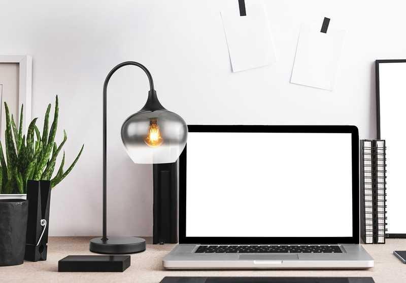 mutoni Lampe à poser Maxy métal verre noir mat 1xE27  