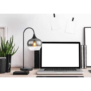 mutoni Lampe à poser Maxy métal verre noir mat 1xE27  