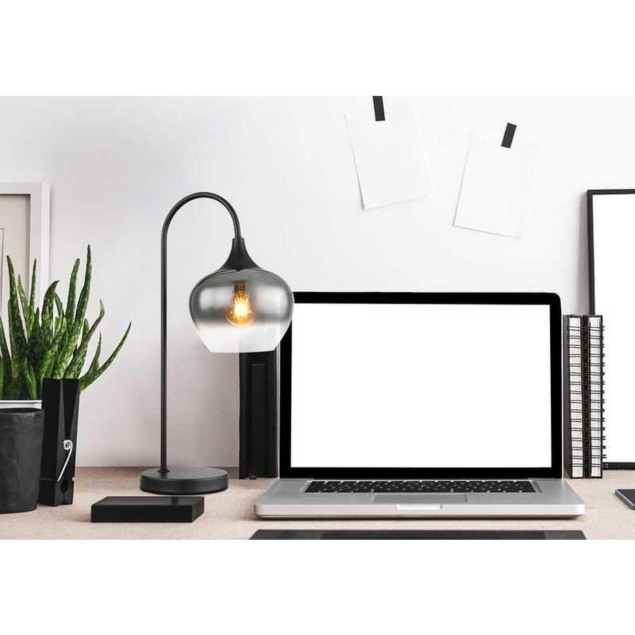 mutoni Lampe à poser Maxy métal verre noir mat 1xE27  