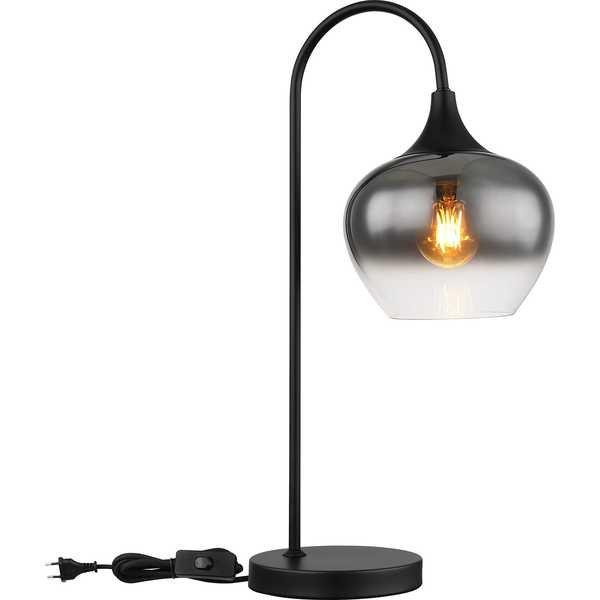 mutoni Lampe à poser Maxy métal verre noir mat 1xE27  
