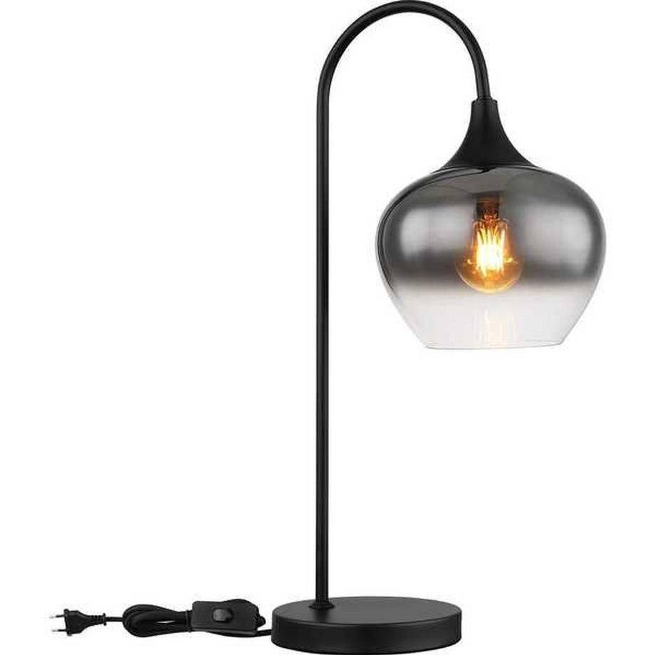 mutoni Lampe à poser Maxy métal verre noir mat 1xE27  