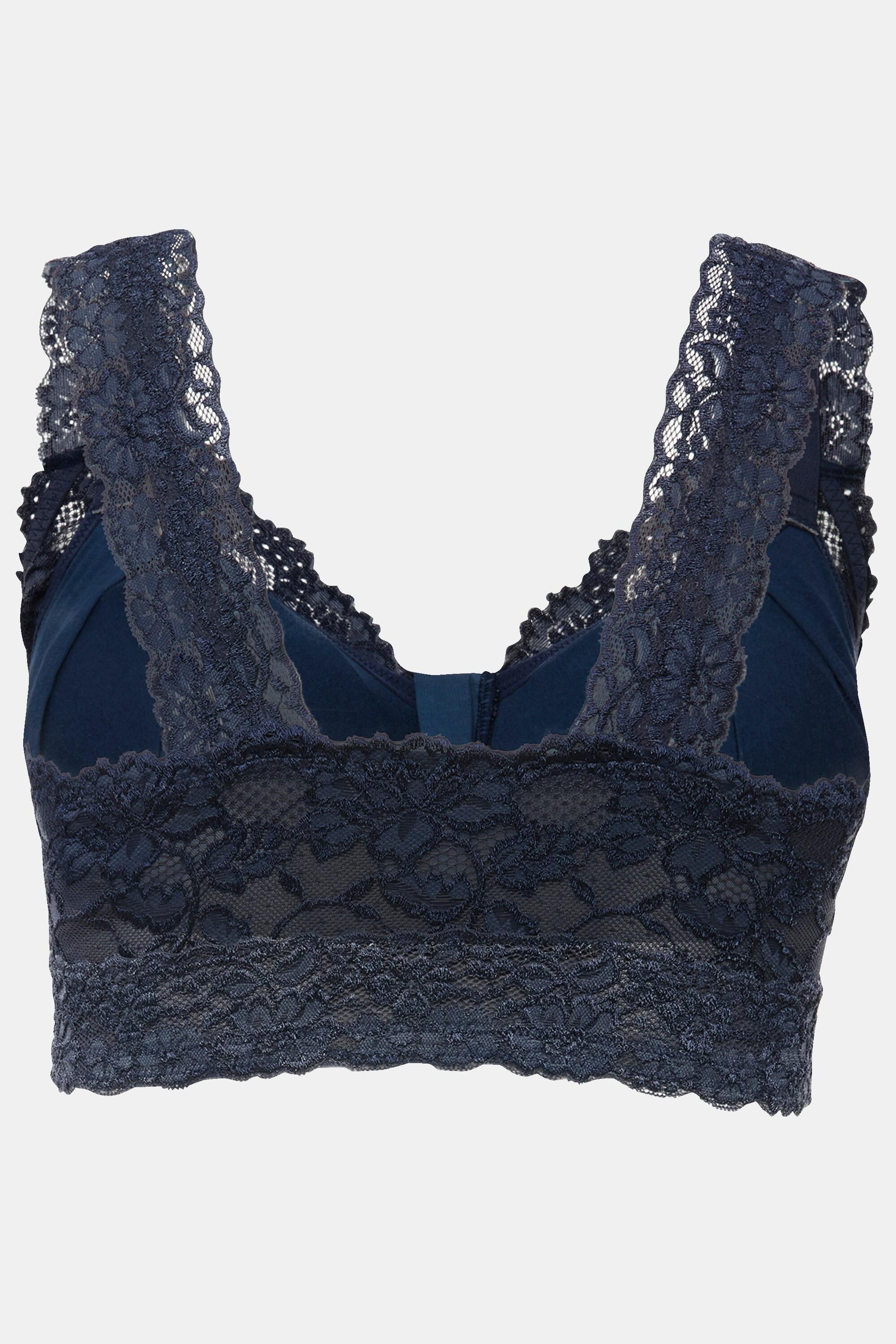 Ulla Popken  Bralette sans armatures, avec fermeture à glissière et dentelle 