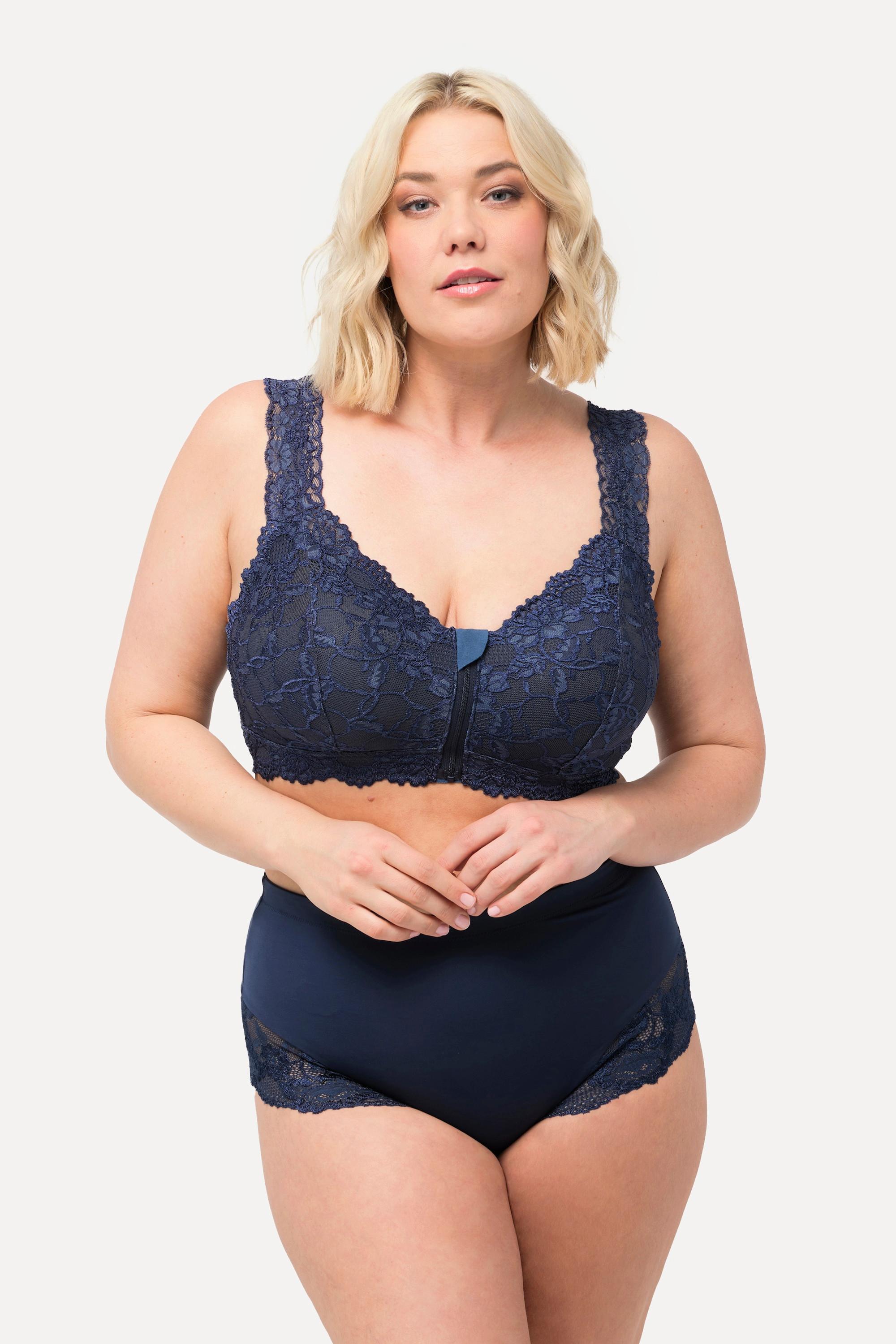 Ulla Popken  Bralette sans armatures, avec fermeture à glissière et dentelle 