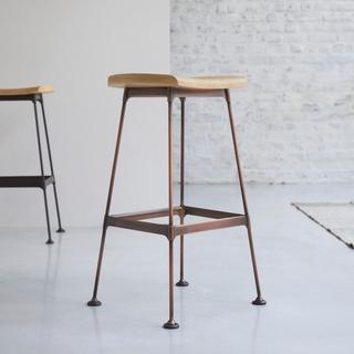 Tikamoon Sgabello alto in frassino e metallo copper Diego  