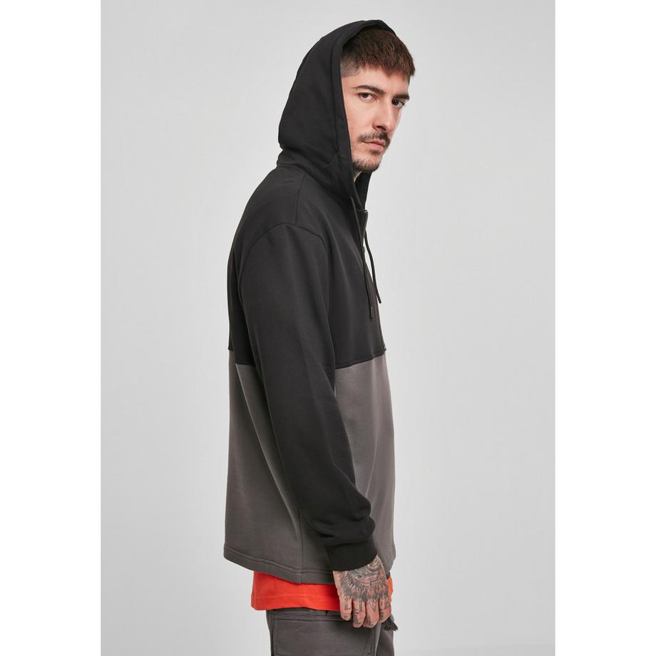 URBAN CLASSICS Felpa con Cappuccio Relaxed Mezza Zip  