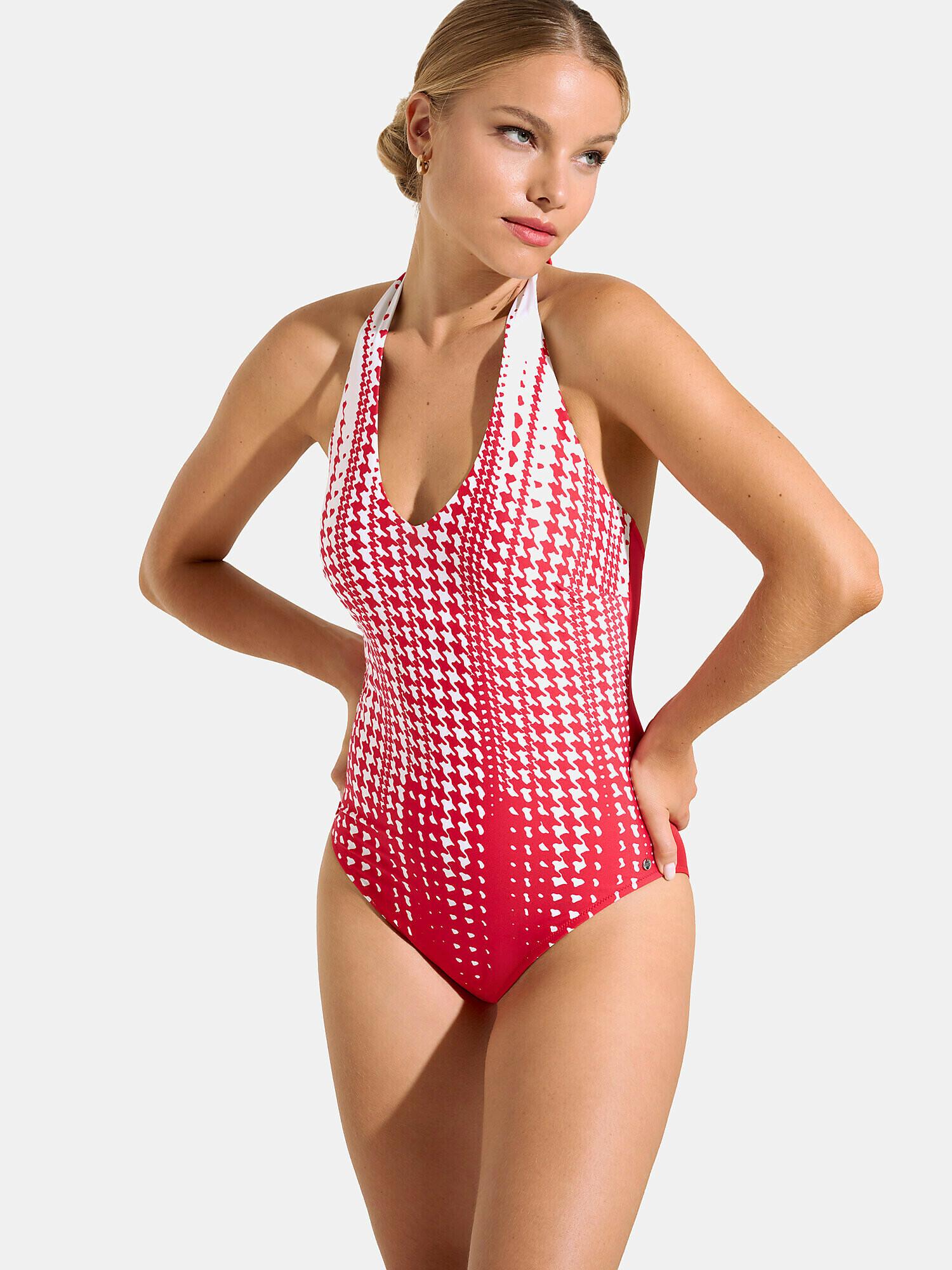 Image of Einteiliger Neckholder-badeanzug Ohne Bügel Quito Damen Rot Bunt M