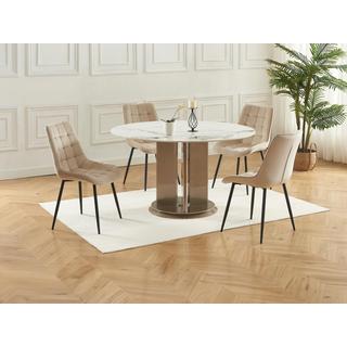 Vente-unique Sedia imbottita Velluto e Metallo Nero Beige - Lotto di 6 - OLLUA  