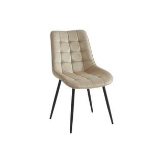 Vente-unique Lot de 6 chaises matelassées - Velours et métal noir - Beige - OLLUA  