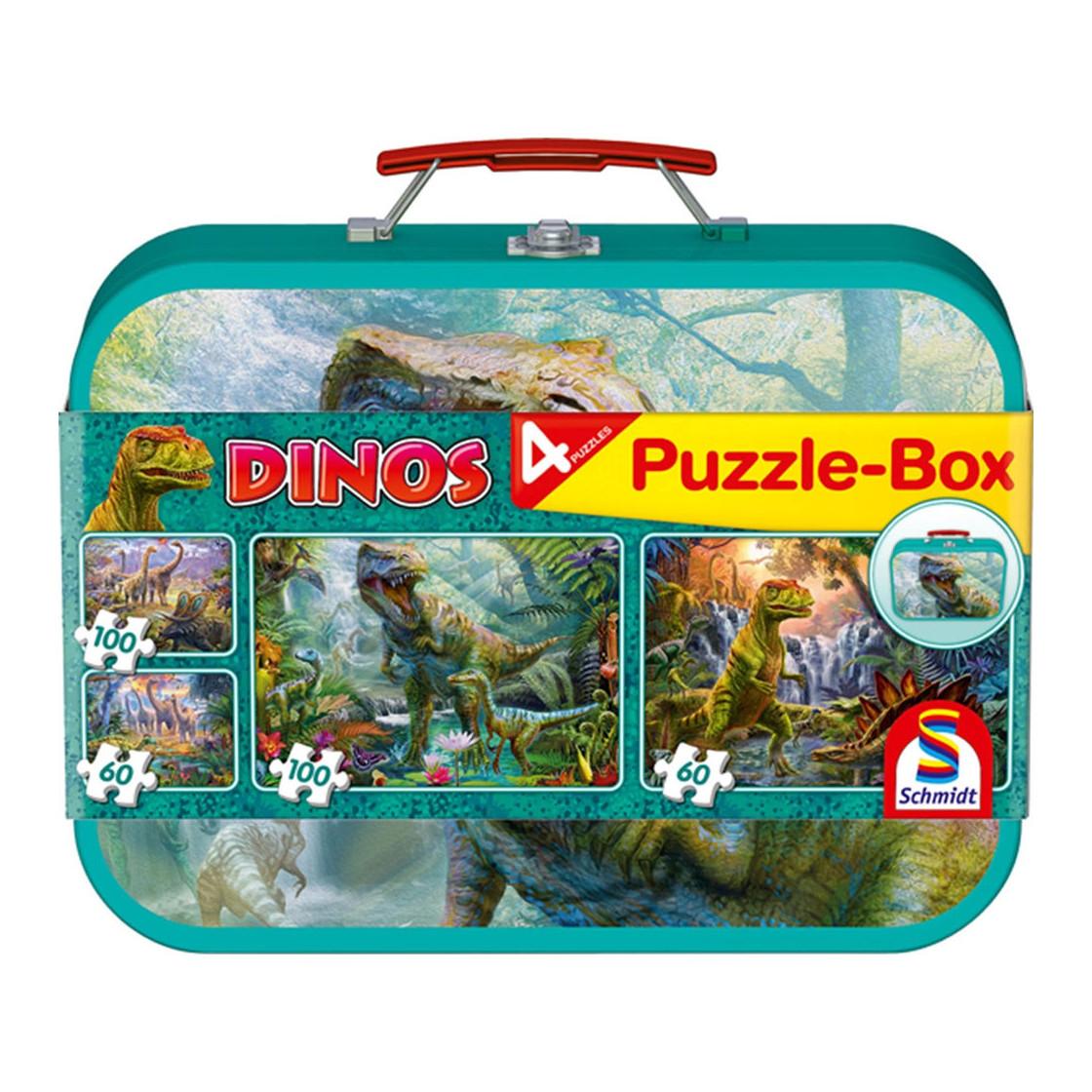 Image of Dinos, Puzzle-Box, 2 x 60, 2 x100 Teile im Metallkoffer