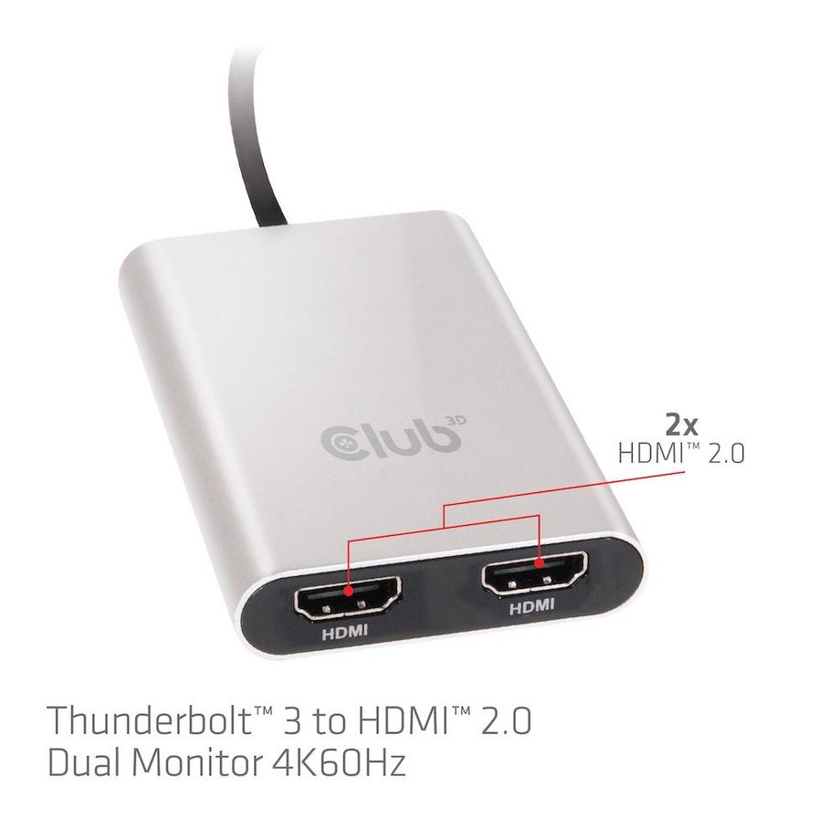 Club3D  CLUB3D Thunderbolt 3 auf Dual HDMI 2.0 Adapter 