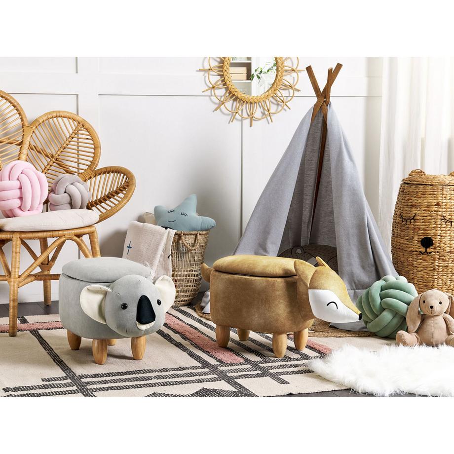 Beliani Tabouret de rangement animal en Velours Moderne FOX  