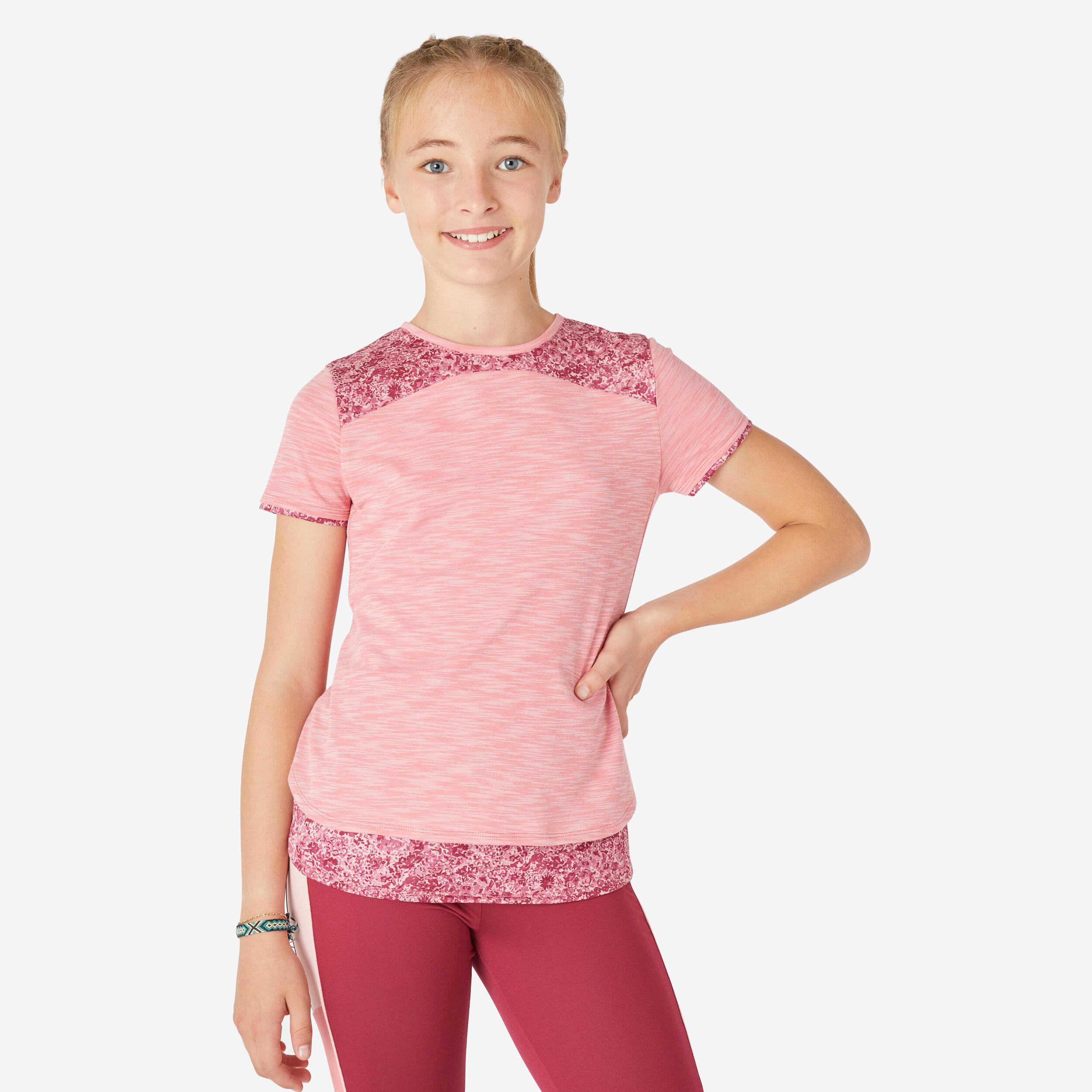 Image of Kurzarmshirt - Long 500 Unisex Pink 7-8A