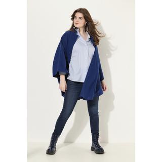 Ulla Popken  Blusa a righe con ruche, collo alla coreana, scollo a V e maniche lunghe 