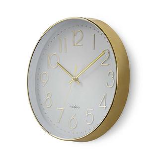 Nedis Horloge murale | Diamètre : 300 mm | Plastique | Or / Blanc  