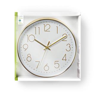 Nedis Horloge murale | Diamètre : 300 mm | Plastique | Or / Blanc  