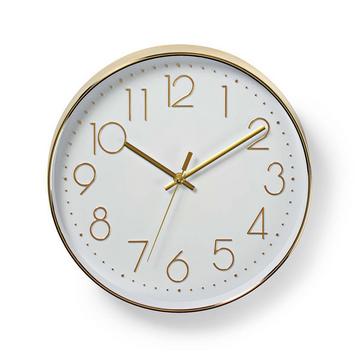 Horloge murale | Diamètre : 300 mm | Plastique | Or / Blanc