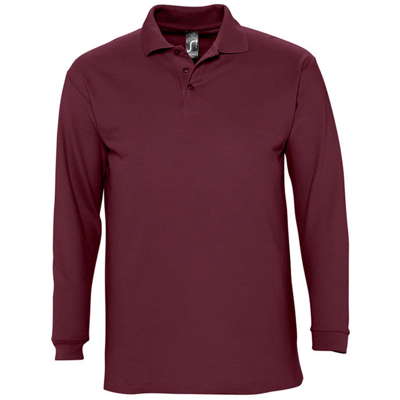 Image of Winter Ii Pique Langarmshirt Poloshirt, Langarm Herren Weinrot S