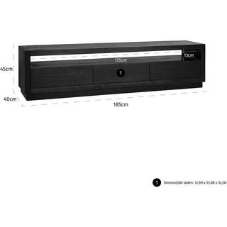 mutoni Meuble TV Oakura noir 185  