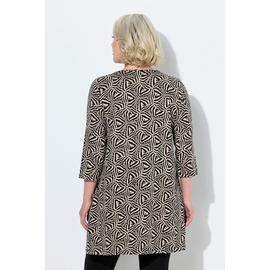 Ulla Popken Maglia lunga A-line Scollo rettangolare Maniche 3/4  