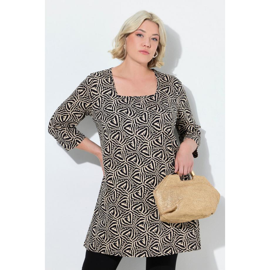 Ulla Popken Maglia lunga A-line Scollo rettangolare Maniche 3/4  