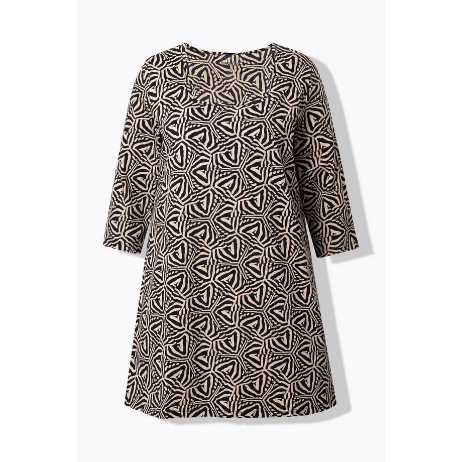 Ulla Popken Maglia lunga A-line Scollo rettangolare Maniche 3/4  